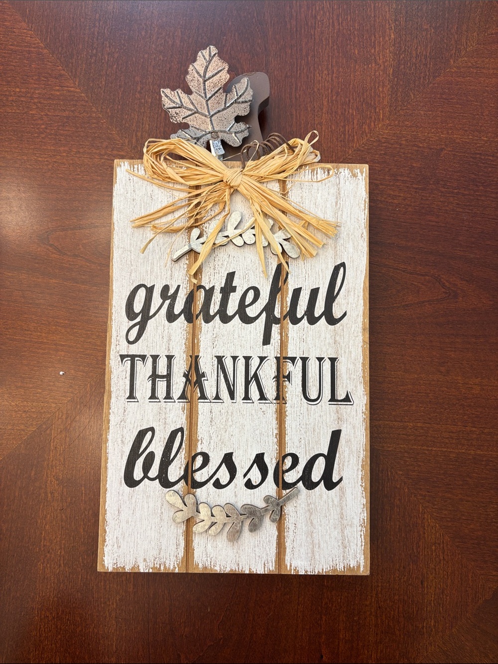 Grateful Thankful Blessed White Rustic Wall Decor